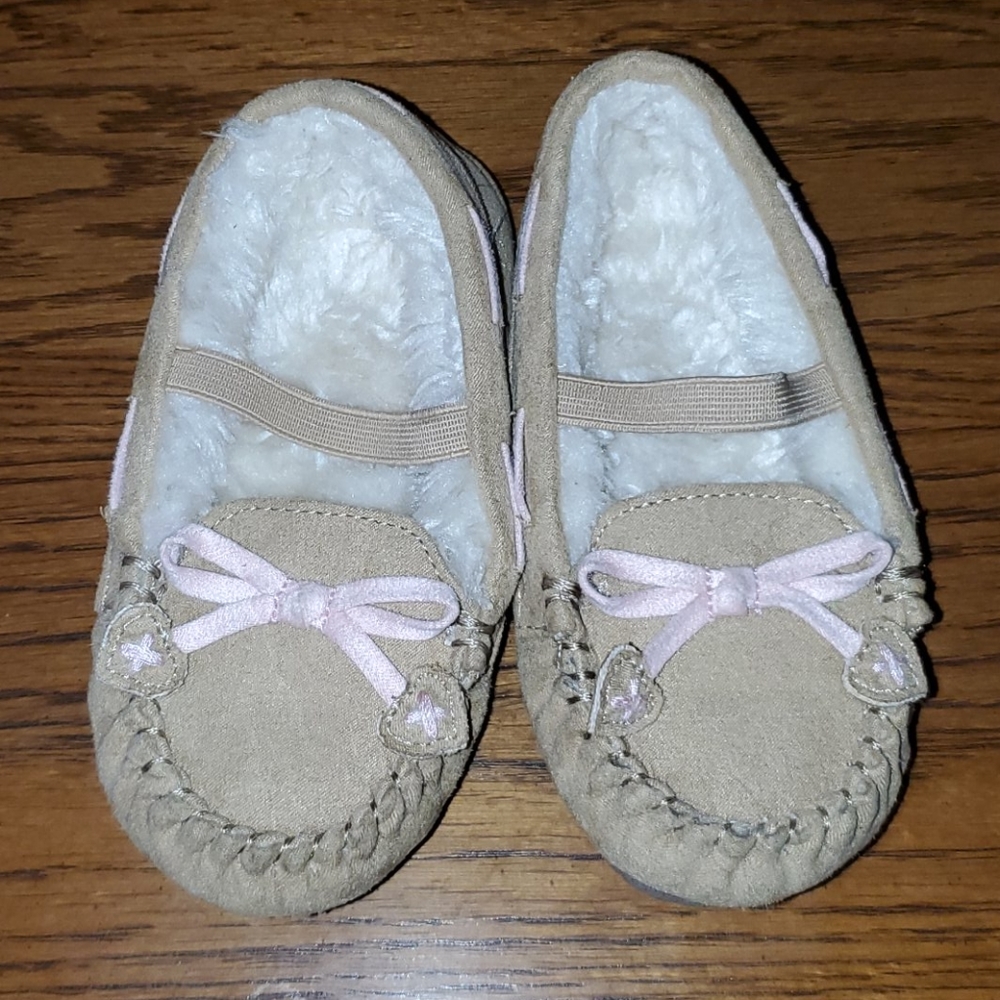 Little Girl's Faux Fur Lined Moccasins